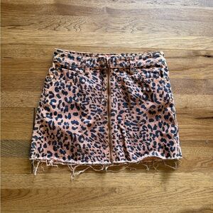 We The Free Animal Print Mini Skirt with Raw Hem Women’s Sz 27 Boho Glam